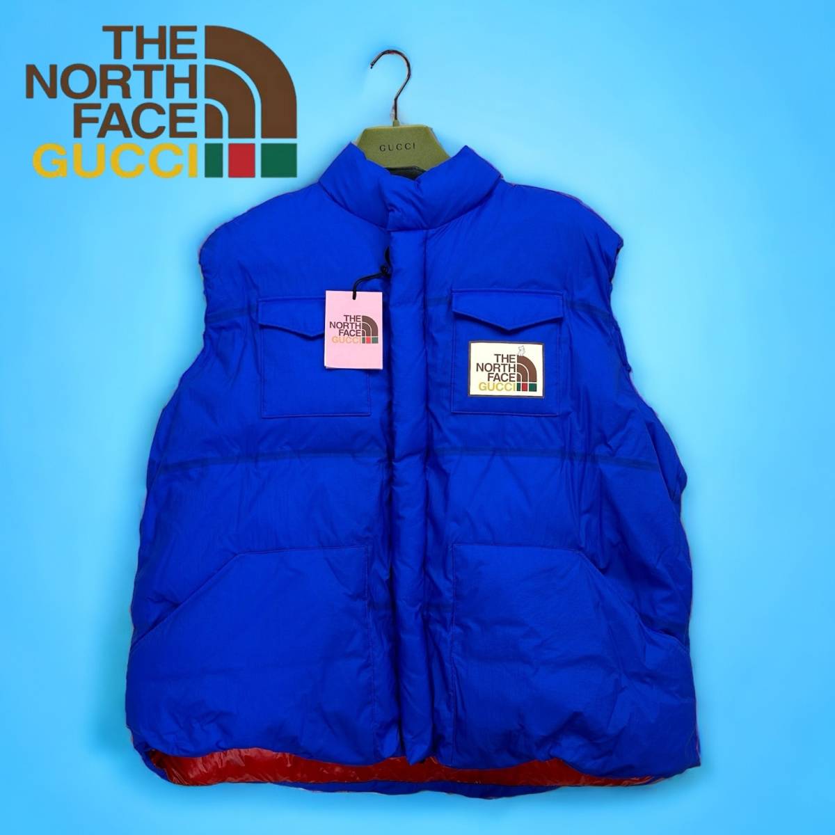 3XLサイズ 新品未使用 THE NORTH FACE GUCCI ノースフェイス グッチ 人気 コラボ ダウンベスト ジャケット 保温 レア 完売品 正規品_画像1