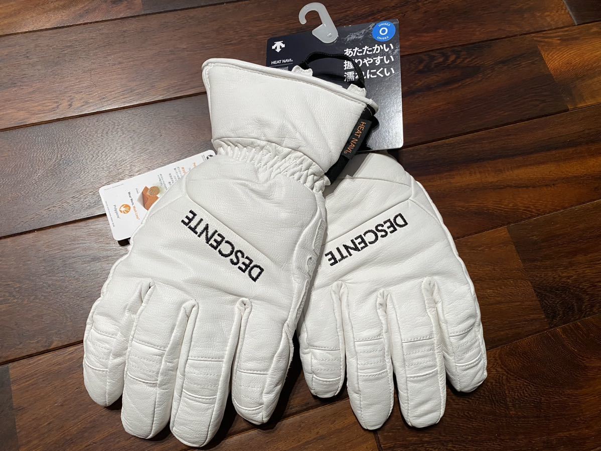 ★23-24 デサント DESCENTE GLOVE DWAWJD53 ホワイト sizeXL 本革 レザースノーグローブ スノーボード 5本指 手袋 新品未使用 スキー_画像1