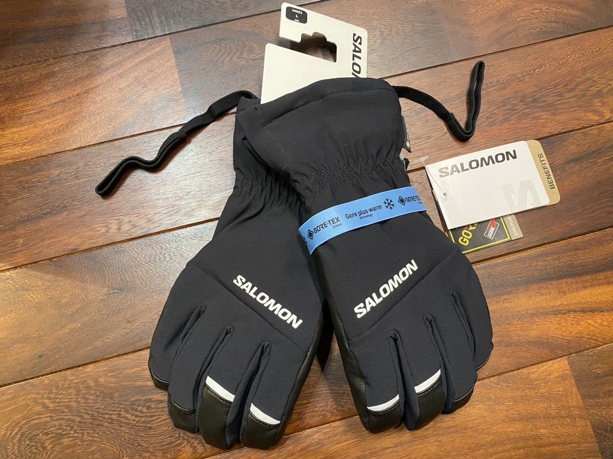 ★ SALOMON サロモン スキー スノーグローブ 本革 ブラック 5本指手袋 ゴアテックス sizeL 新品未使用タグ付 PROPELLER GORE-TEX U