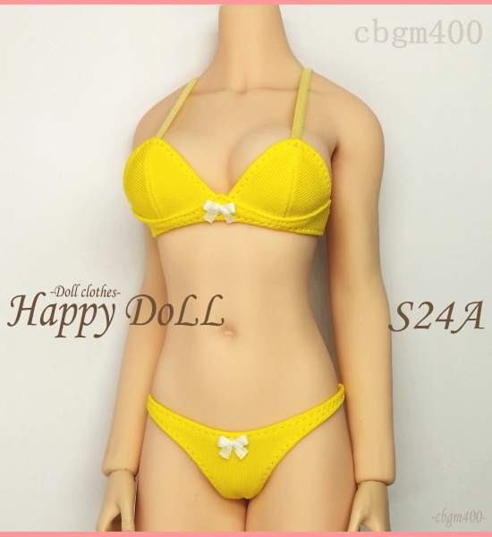 TBLeague 【Happy Doll】S24A スクールブラセット イエロー/リボン白 下着 1/6 Phicen ファイセン_画像2