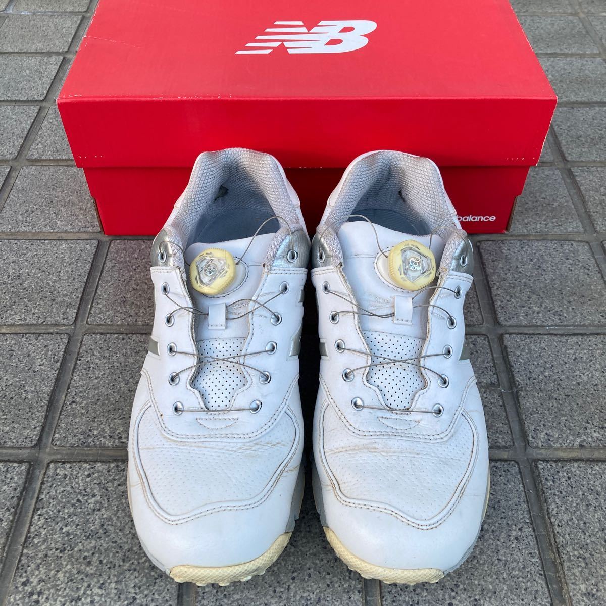 ☆1円スタート☆ ニューバランスゴルフ MGB574 26.5cm ホワイト/シルバー BOA NEW BALANCE GOLF_画像1