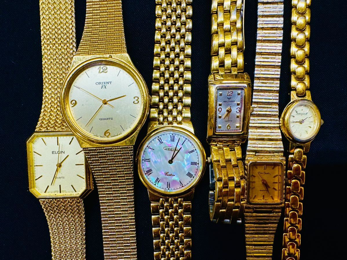 ゴールドカラーのみ 腕時計 250本 大量 SEIKO TECHNOS CITIZEN SKAGEN ELGIN ORIENT AUREOLE ダイアモンドクォーツ 等 まとめてセットF51_画像4