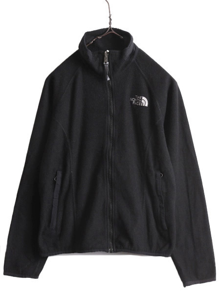 ノースフェイス フルジップ フリース ジャケット レディース XS / 古着 The North Face ハイネック ジャンパー ブルゾン 薄手 インナー 黒