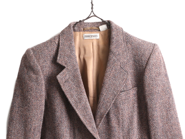 ほぼ デッドストック Marc D'alcy Paris ハリスツイード テーラード ジャケット レディース S 程/ Harris Tweed ブレザー ウール ツイード_画像2