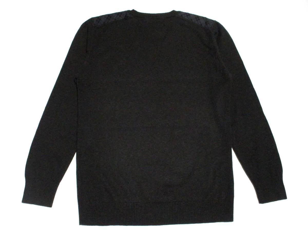 大人気サイズ M～L(3) 美品 バーバリーブラックレーベル BURBERRY BLACK LABEL ホース刺繍 ショルダーノバチェック カシミヤ混紡 セーター_画像3