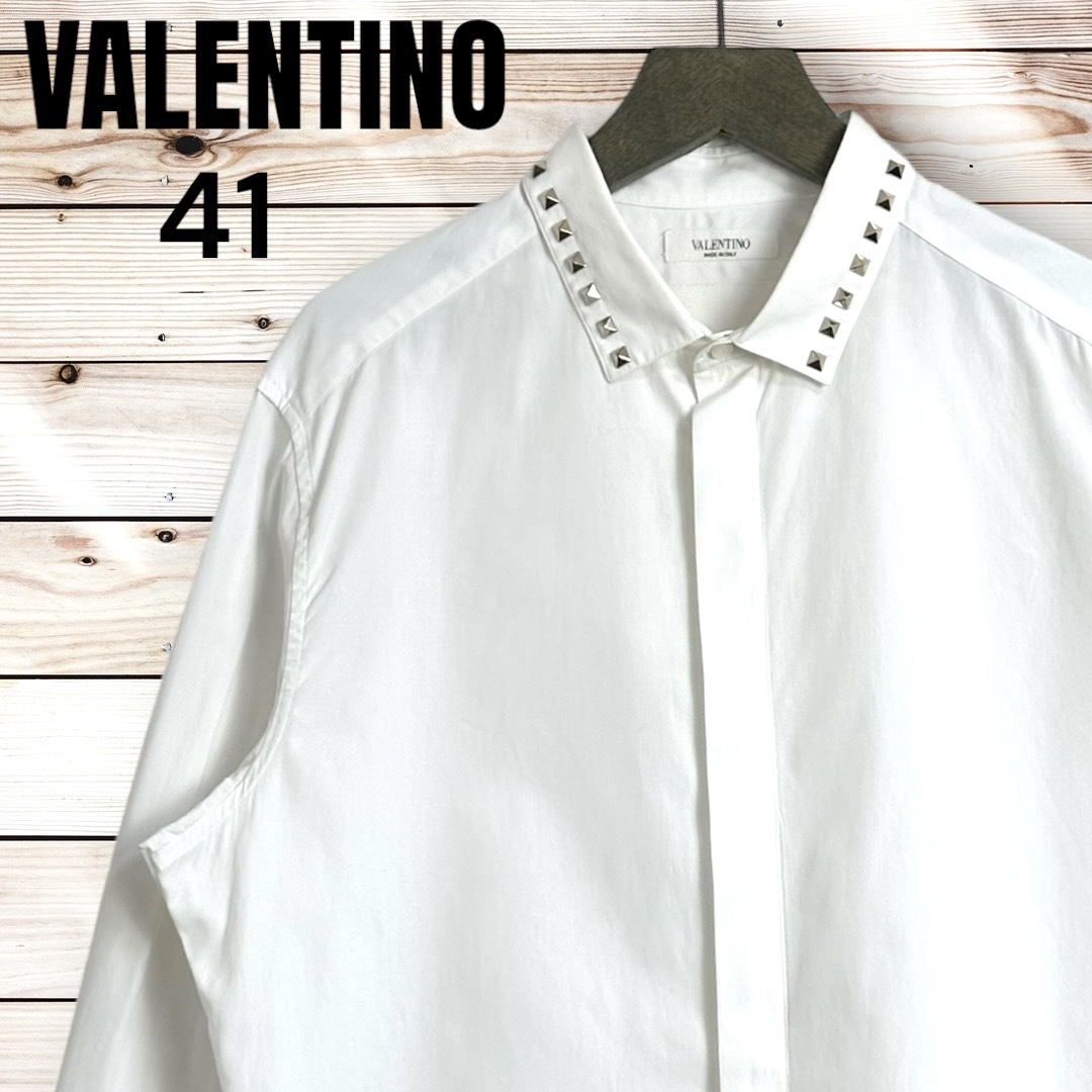☆人気モデル☆VALENTINO ヴァレンティノ ヴァレンチノ ロックスタッズ カッターシャツ 41 ドレスシャツ カッターシャツ ホワイト 白