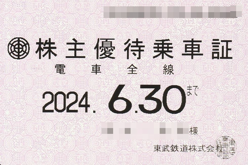 東武鉄道★株主優待乗車証★定期券タイプ★1枚★即決_画像1