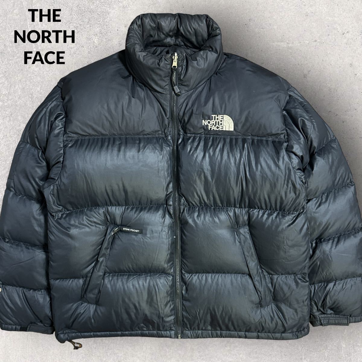 THE NORTH FACE ノースフェイス 90s 700フィル ロゴ刺繍 ヌプシダウンジャケット サイズXXL ブラック