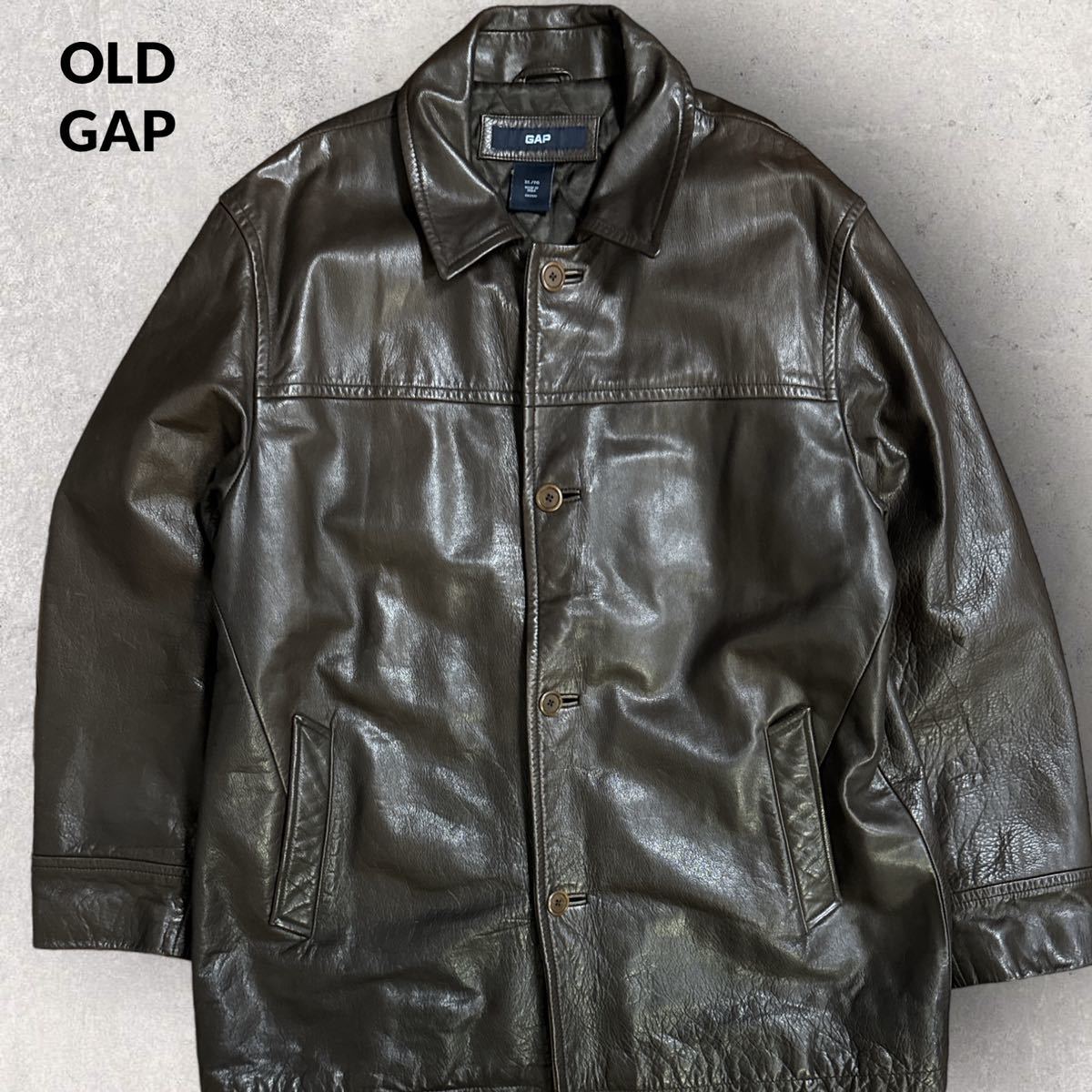 OLD GAP 00s ビンテージ 牛革 レザージャケット カーコート キルティングライナー ビッグサイズ XL サイズ_画像1