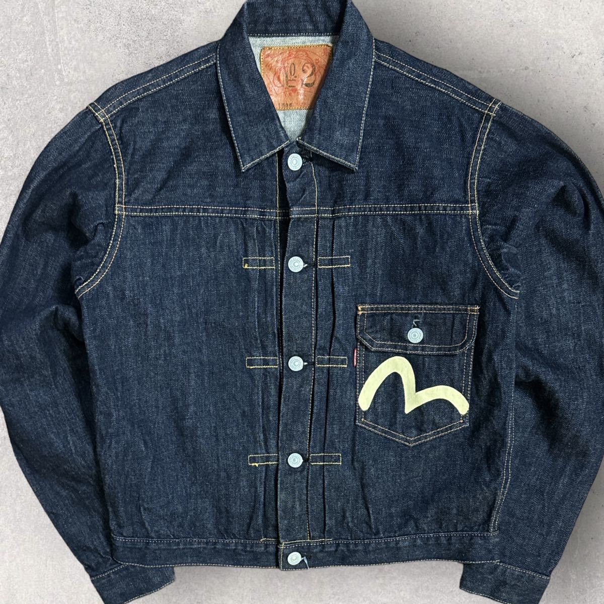 美品 EVISU エヴィス 1st 濃紺 デニムジャケット バックペイント 美品 EVISU エヴィス 1st 濃紺 デニムジャケット バックペイント