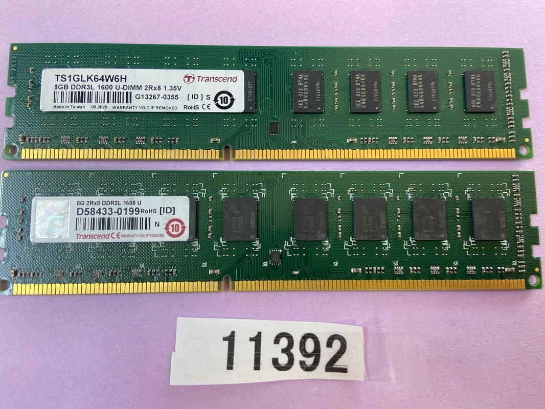 TRANSCEND PC3L-12800U 8GB 2枚組 1セット 16GB DDR3L デスクトップ用 メモリ ECC無し DDR3L-1600 8GB 2枚で 16GB DDR3 DESKTOP RAM_画像1
