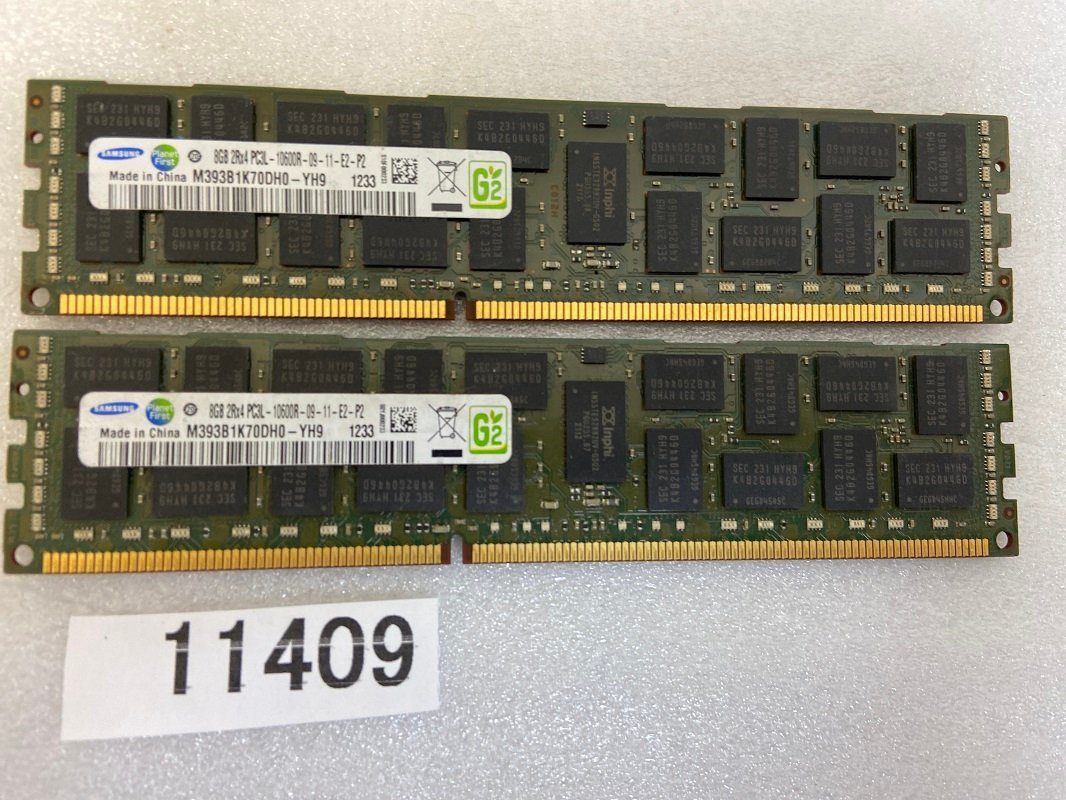 SAMSUNG PC3L-10600R 8GB 2枚 16GB DDR3L 1333R 8GB ECC サーバー用 メモリ 中古 動作未確認　_画像1