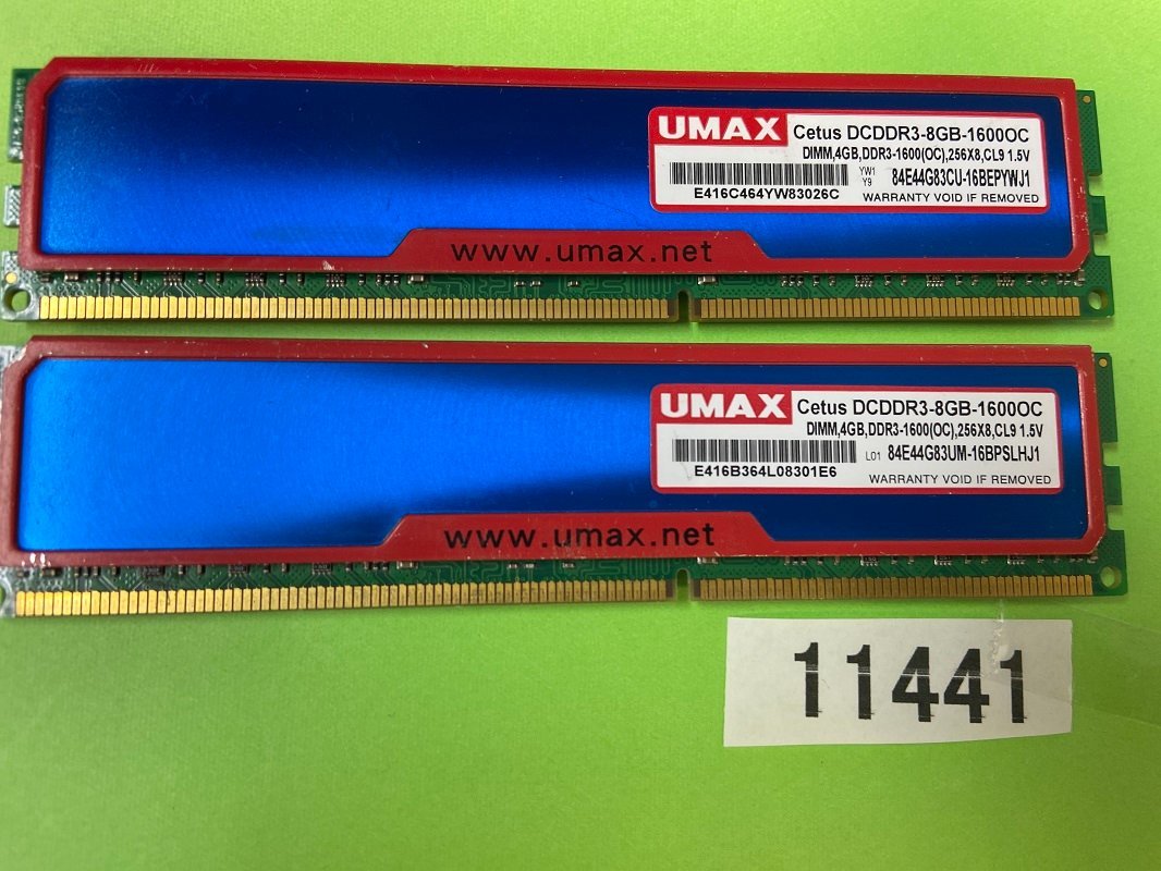 UMAX PC3-12800U 8GB 4GB 2枚 DDR3 デスクトップ用 メモリ DDR3-1600 4GB 2枚 240ピン PC3 12800 8GB DDR3 DESKTOP RA_画像1