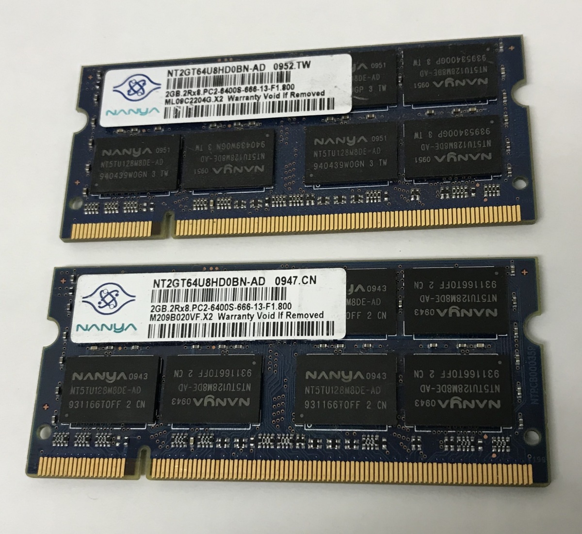 NANYA DDR2-800 2GB 2枚組 1セット 4GB DDR2 ノート用メモリ 200ピン DDR2-800 2GB 2枚で 4GB DDR2 LAPTOP RAM_画像2