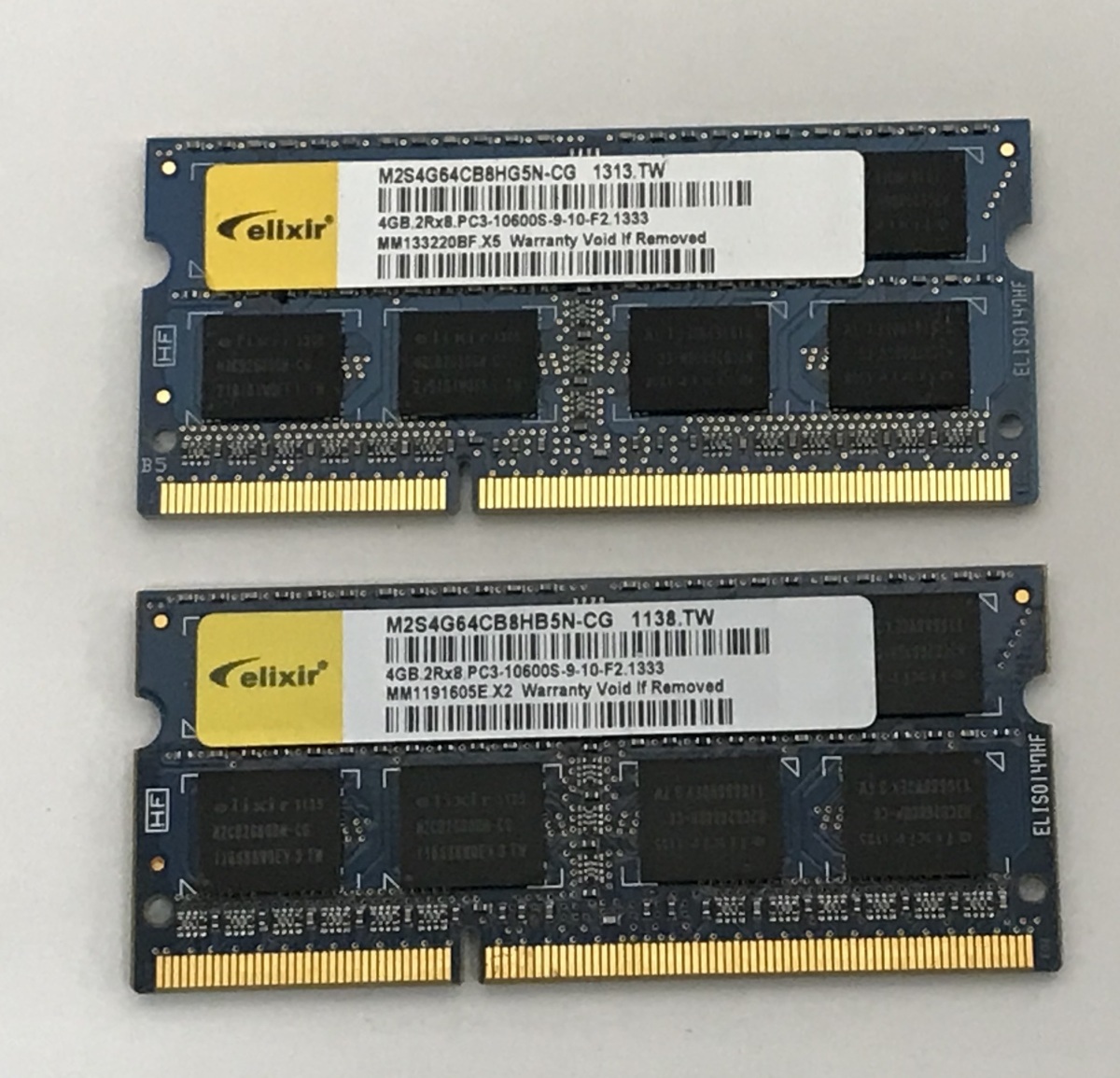 ELIXIR 2RX8 PC3-10600S 4GB 2枚組 1セット 8GB DDR3ノート用 メモリ 204ピン DDR3-1333 4GB 2枚 8GB DDR3 LAPTOP RAM_画像1