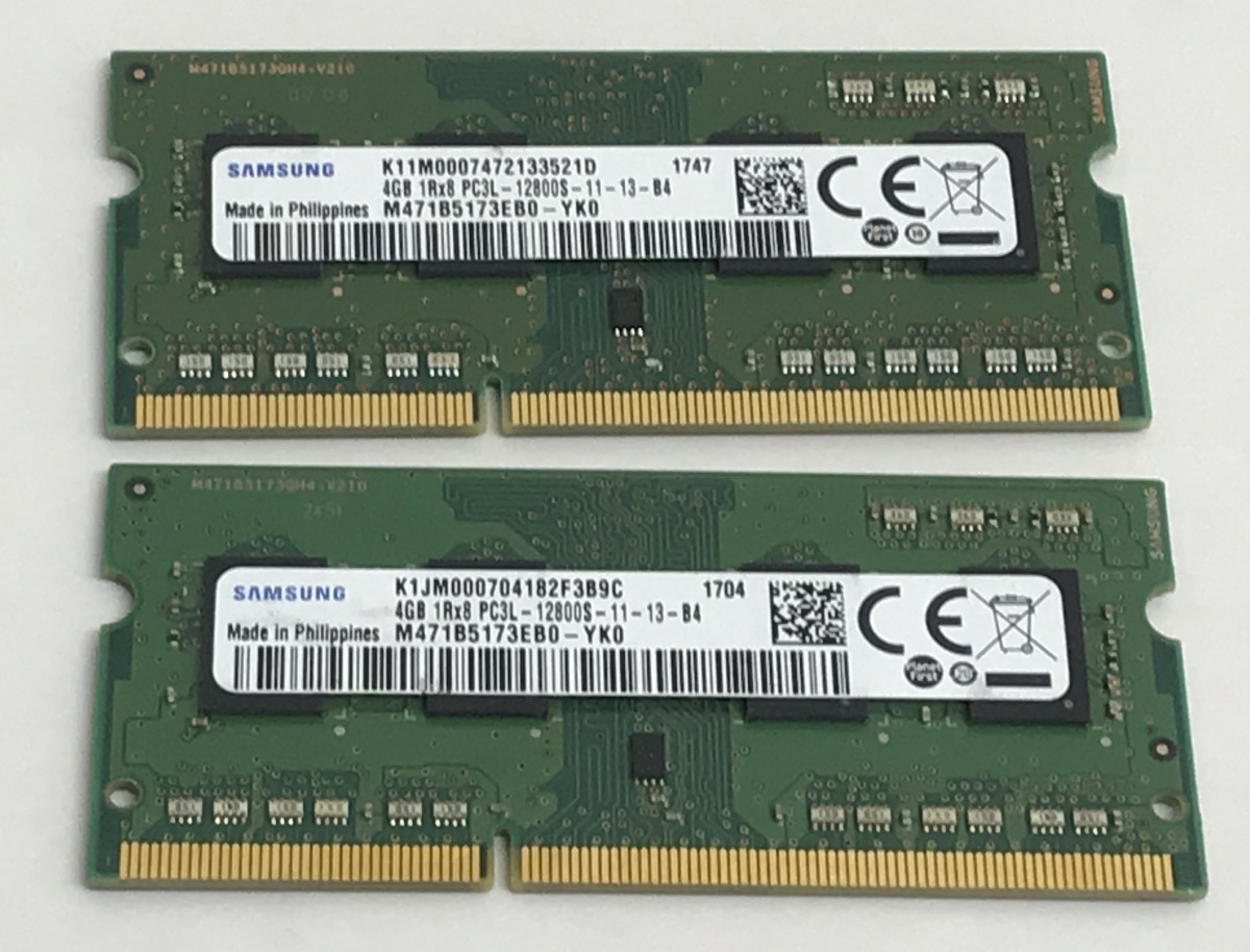 SAMSUNG 1Rx8 PC3L-12800S 4GB 2枚で 8GB DDR3L ノートPC用 メモリ 204ピン DDR3L-1600 4GB 2枚で 8GB DDR3L LAPTOP RAM_画像2