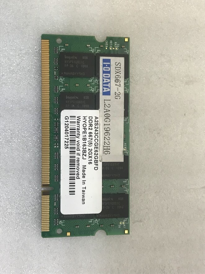 I.O DATA PC2-5300S 2GB DDR2 ノートPC用 メモリ 200ピン DDR2 667 LAPTOP RAM　中古動作確認済み_画像3