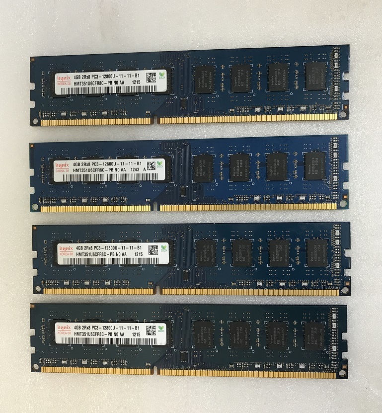 HYNIX 2RX8 PC3-12800U 4GB 4枚組 1セット 16GB DDR3 デスクトップ用 メモリ ECC無し DDR3-1600 4GB 4枚で 16GB DDR3 DESKTOP RAM_画像2