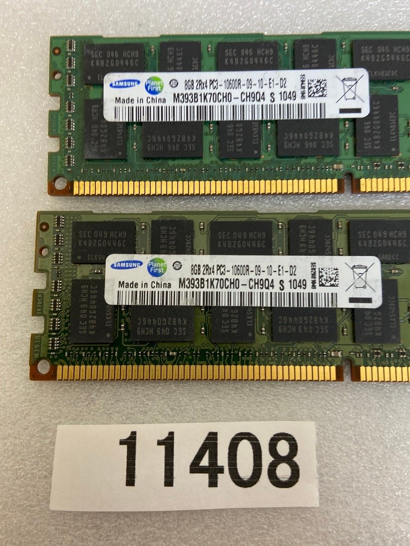 SAMSUNG 2RX4 PC3-10600R 8GB 2枚 16GB DDR3 Registered ECC サーバー用 メモリ DDR3-1333R 8GB 2枚 中古動作未確認です。_画像3