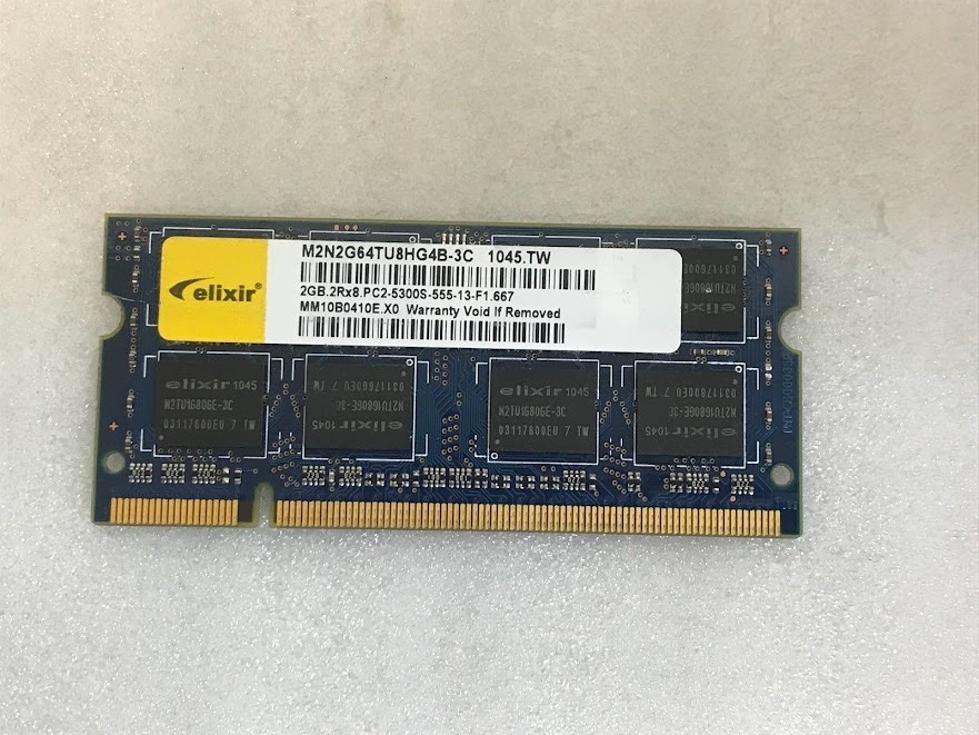 ELIXIR 2Rx8 PC2-5300S 2GB DDR2 ノートPC用 メモリ 200ピン DDR2 667 LAPTOP RAM 中古動作確認済み_画像1