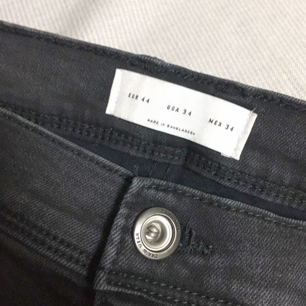 伸縮性抜群 柔らか 春夏 ZARA MAN ウルトラ ストレッチ スキニー 送料230円 44 34 ダメージ デニム メンズ パンツ ジーンズ ブラック 黒_画像10