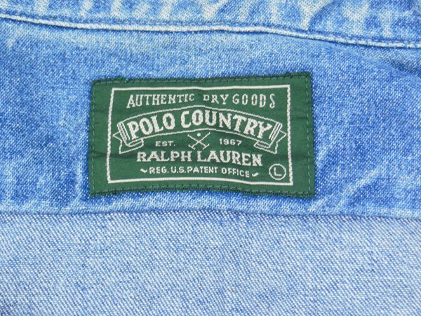 ポロカントリーラルフローレン POLO COUNTRY RALPH LAUREN■ハミルトン　デニムシャツ■L■青 ※NK3d14033_画像5