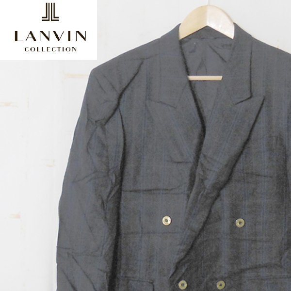 ランバンLANVIN Studio■ウール テーラードジャケット ダブル サイドベンツ ロゴ入りボタン■M48-35■ネイビー ※NK3n17116_画像1