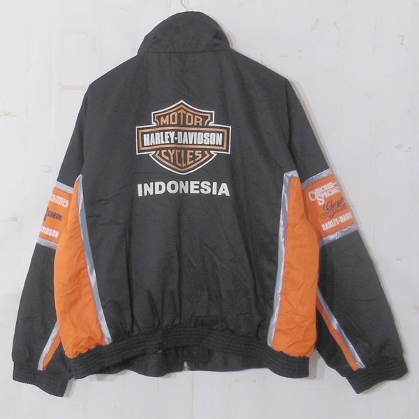 ハーレーダビッドソンHARLEY-DAVIDSON■ライディングジャケット ジップジャケット スタンドカラー■M■ブラック×オレンジ ※NK3n17174_画像3