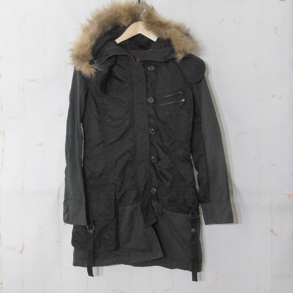  Avirex Avirex# military coat Zip jacket nylon × cotton real fur 6212011#S# black *NK3n17366