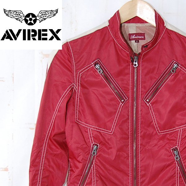  Avirex AVIREX# reverse side mesh full Zip jacket #S# red *NK3d14196