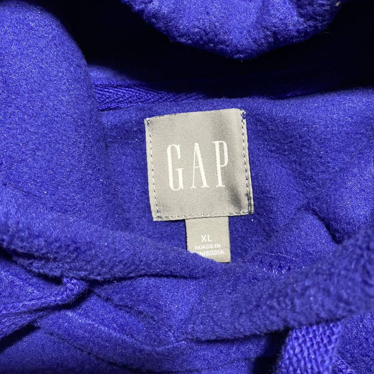 GAP ギャップ フリースパーカー フード 刺繍センターロゴ ビッグシルエット オーバーサイズ パープル サイズXL 玉FS1172_画像7