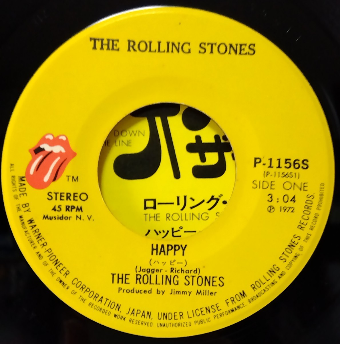 [EP]THE ROLLING STONES ローリング・ストーンズ【HAPPY / ALL DOWN THE LINE】P-1156S 1972年9月 MADE IN JAPAN_画像2