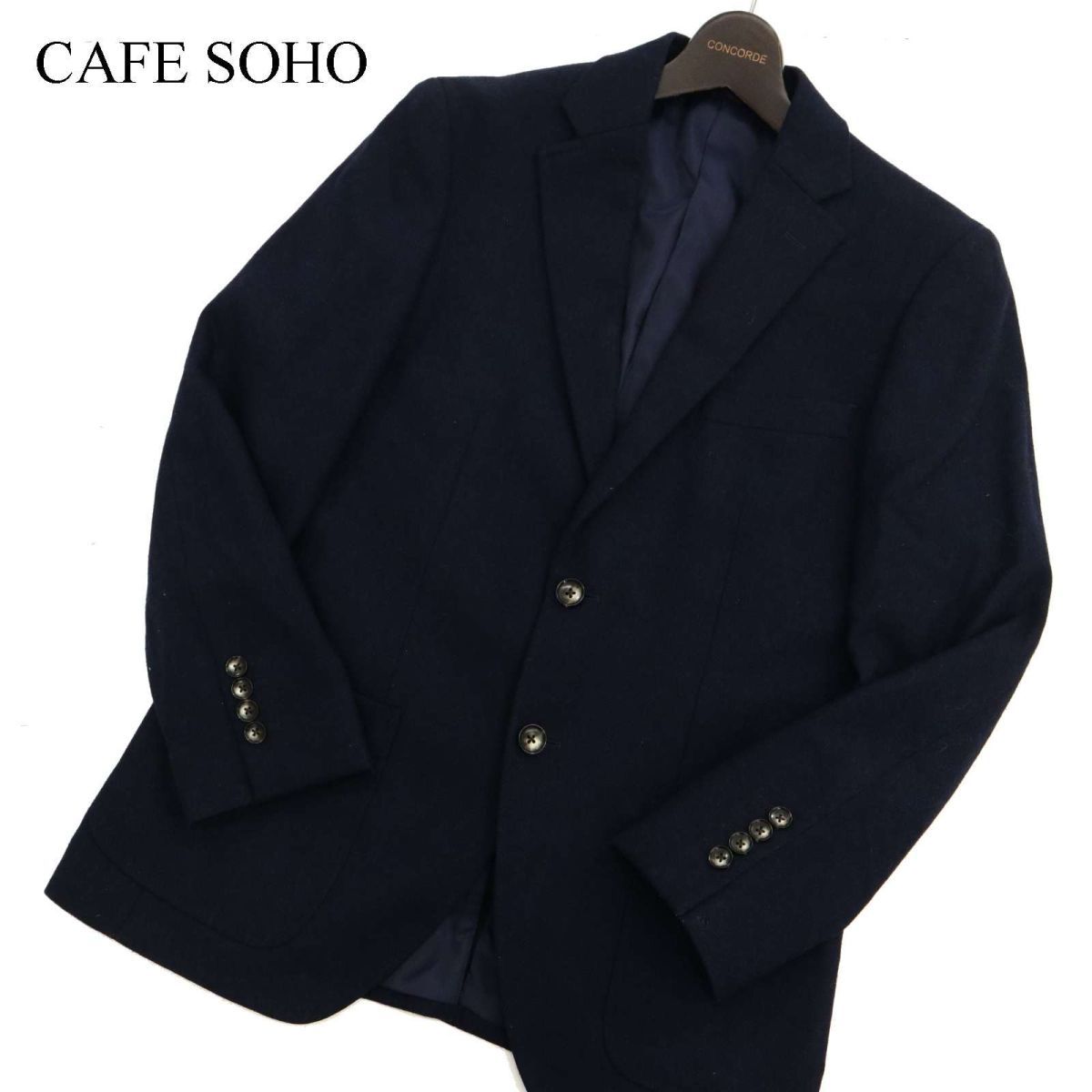 CAFE SOHO カフェソーホー 秋冬 ウール★ 2B ストレッチ アンコン テーラード ジャケット Sz.Y5　メンズ ネイビー　C3T11126_C#N_画像1