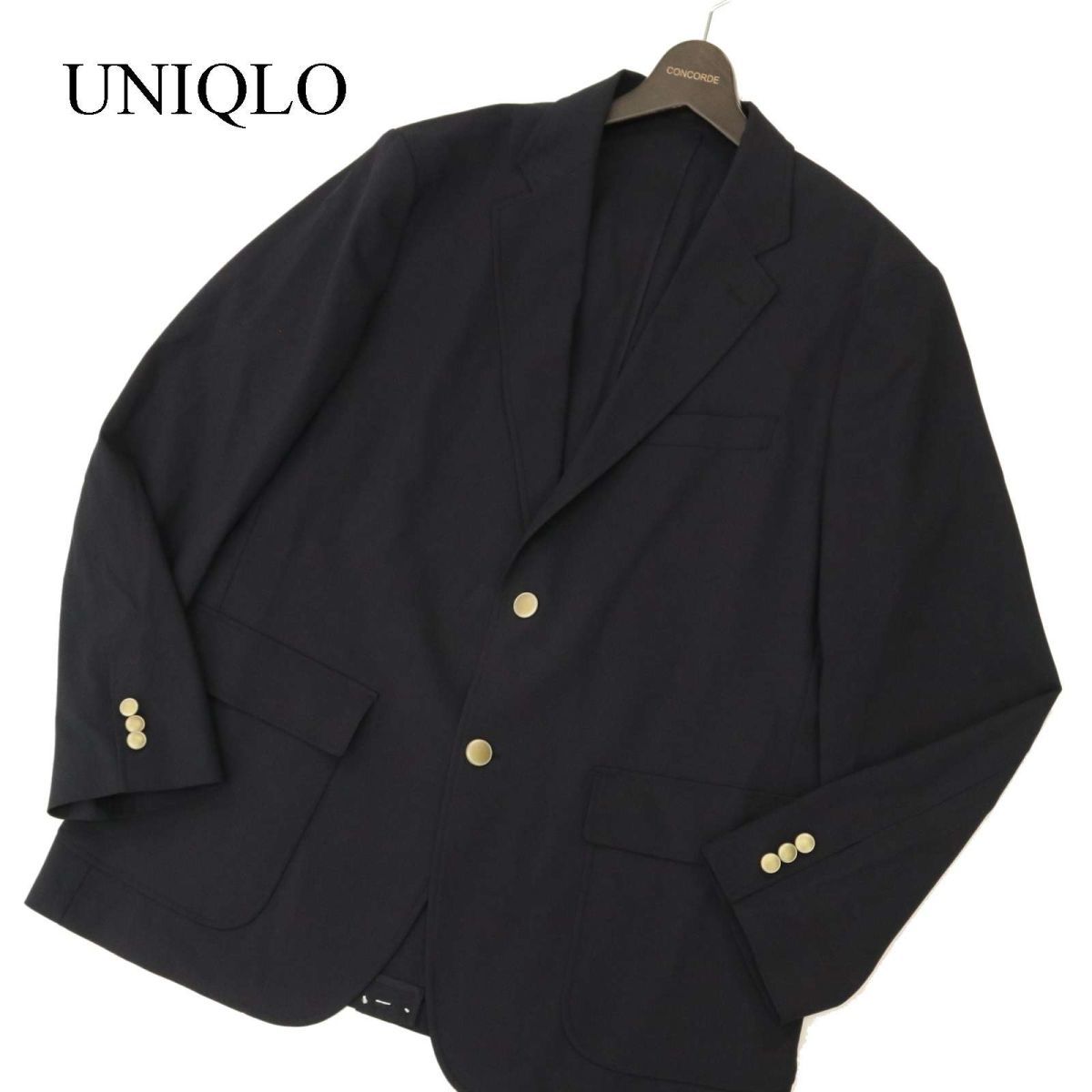 21SS★ UNIQLO ユニクロ 通年 金ボタン★ コンフォート テーラード ジャケット ブレザー 紺ブレ Sz.XL　メンズ ネイビー　C3T11286_C#O_画像1