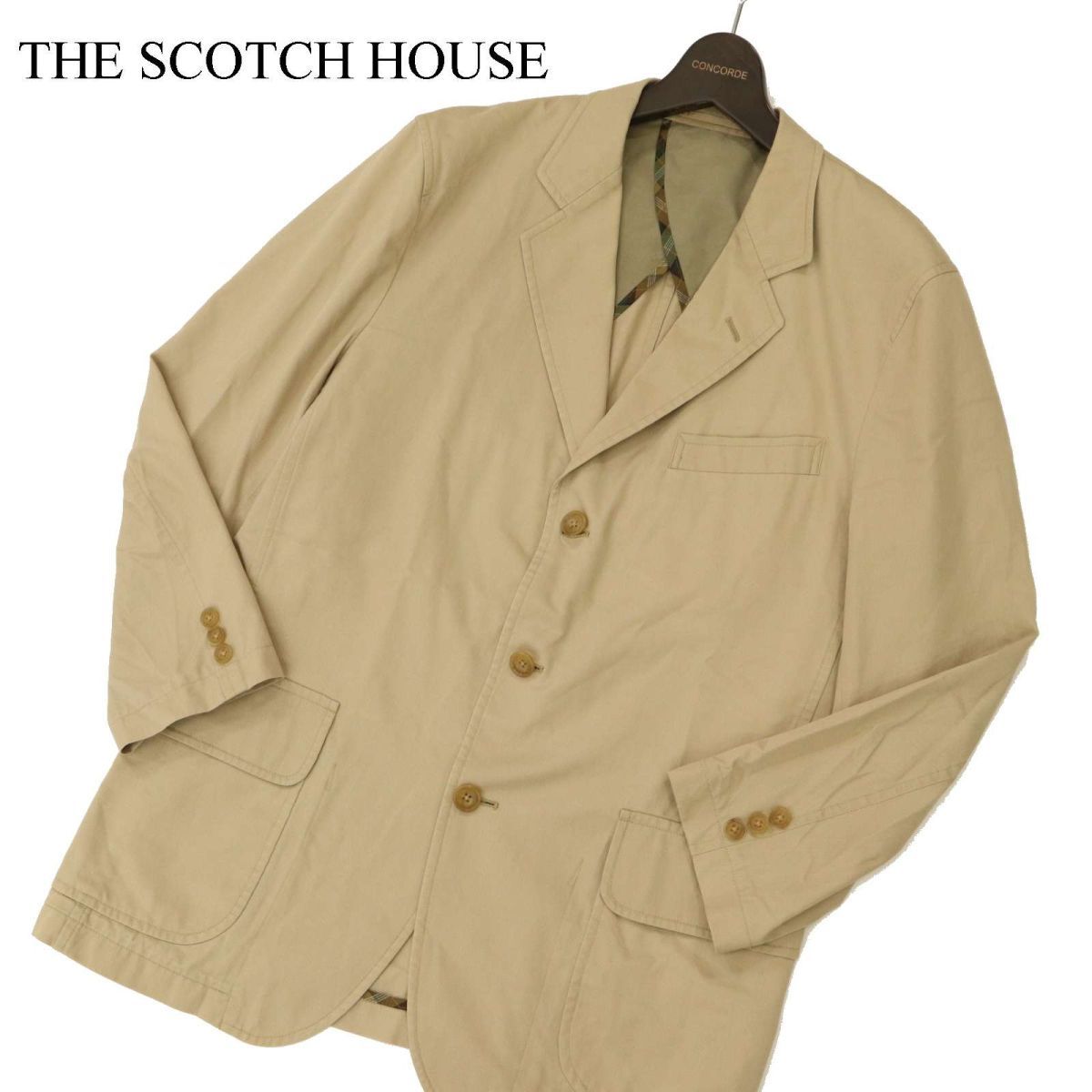 THE SCOTCH HOUSE スコッチハウス 通年 背抜き 3B ヘリンボーン★ アンコン テーラード ジャケット Sz.M メンズ ベージュ C3T11285_C#Oの画像1