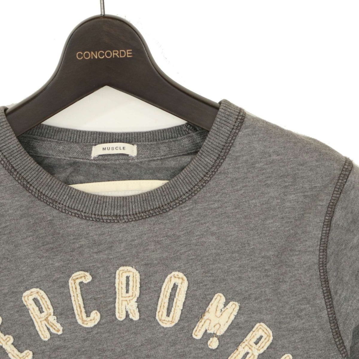 Abercrombie&Fitch アバクロンビー＆フィッチ 通年 長袖 ロゴパッチ★ カットソー ロンTシャツ Sz.S　メンズ グレー　C3T11461_C#F_画像2