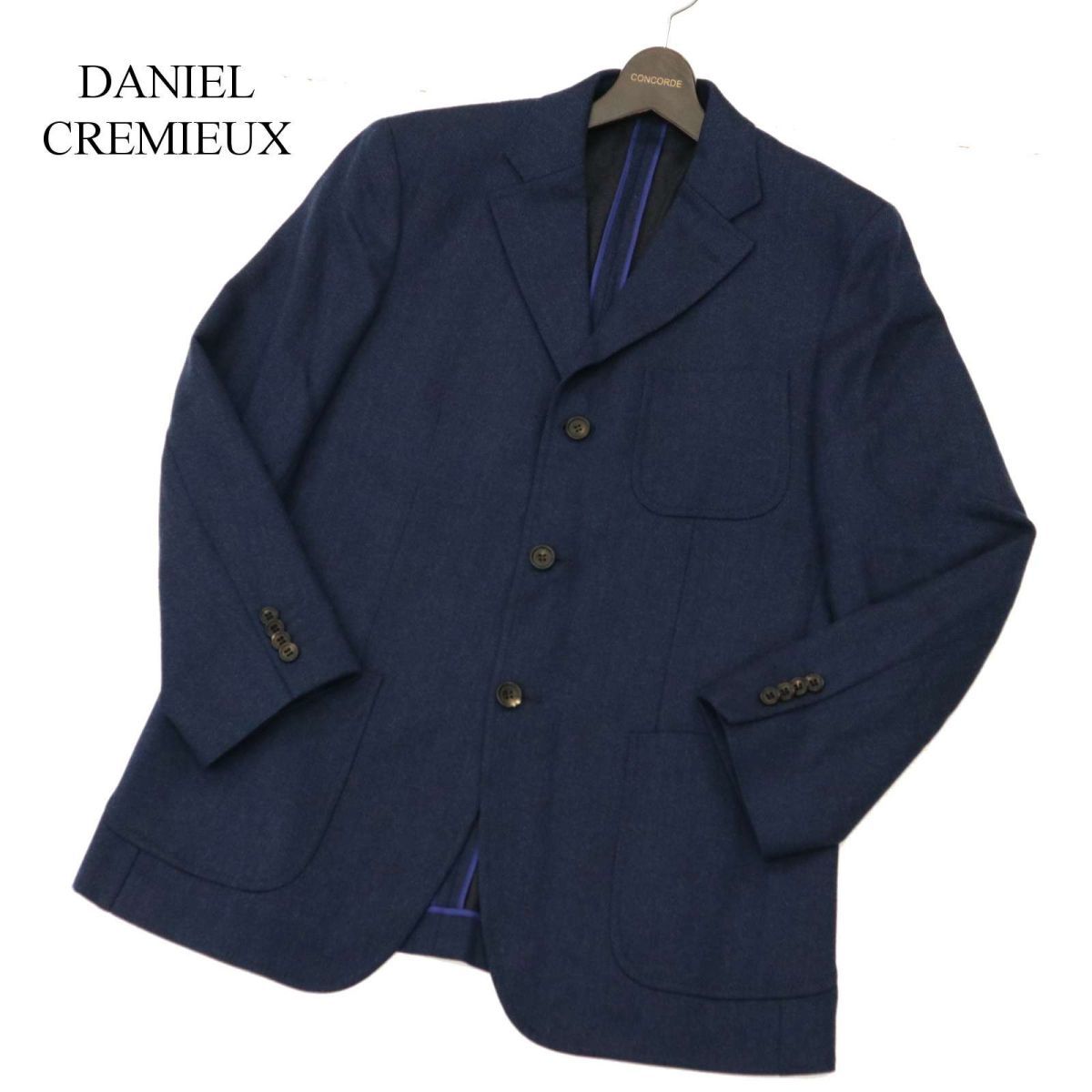 美品★ DANIEL CREMIEUX ダニエルクレミュ 秋冬 TALLIA DI DELFINO 伊製生地 ウール テーラード ジャケット Sz.48 メンズ 紺　C3T11372_C#N_画像1