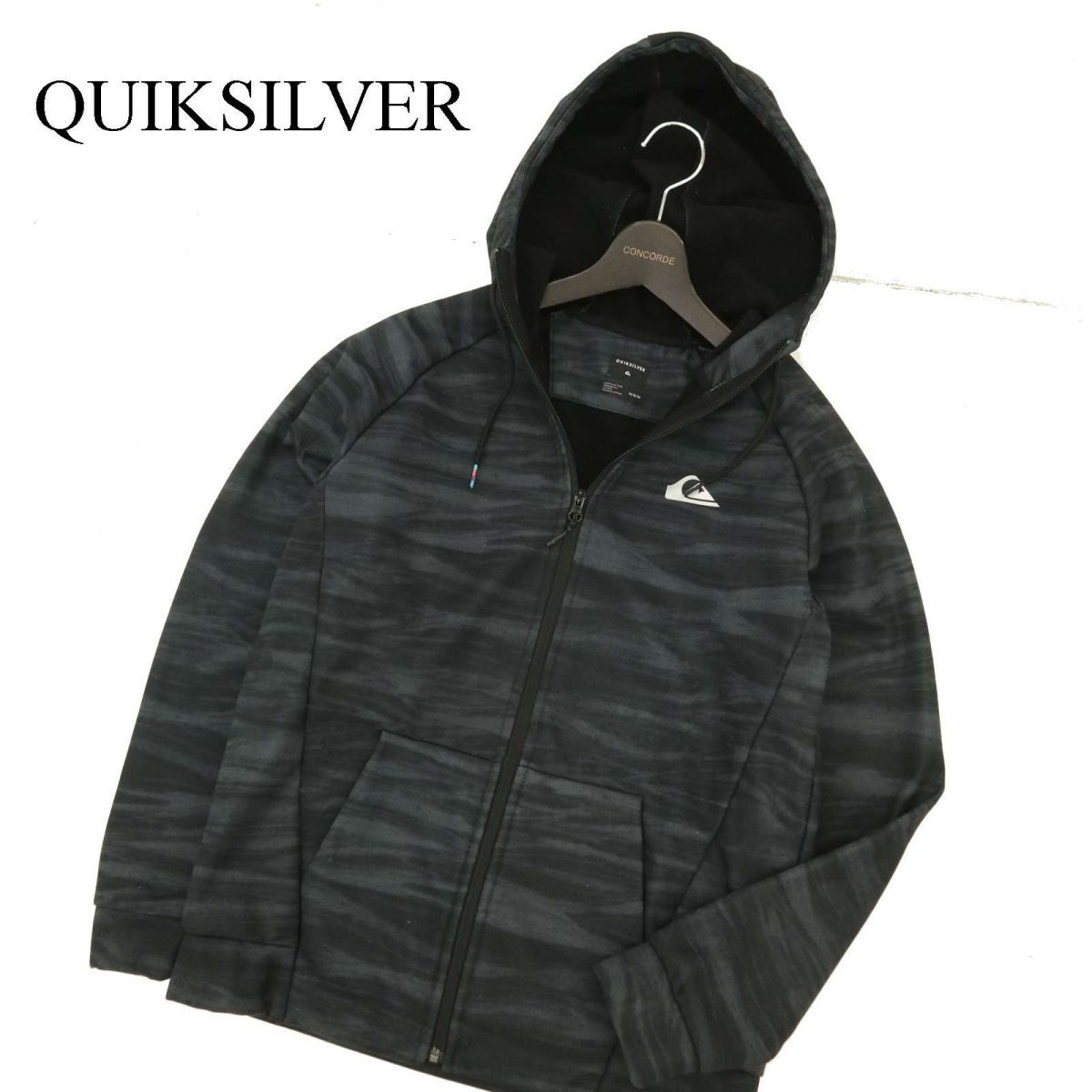 QUIKSILVER クイックシルバー ロゴ プリント★ 総柄 裏起毛 マリン ウェア QUIK BLOCK+ HOODIE ZIP パーカー Sz.M　メンズ　C3T09757_A#N_画像1