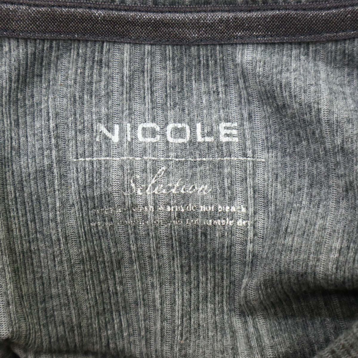 NICOLE Selection ニコル セレクション 通年 長袖 Vネック カットソー ロンTシャツ Sz.46　メンズ グレー　C3T11541_C#F
