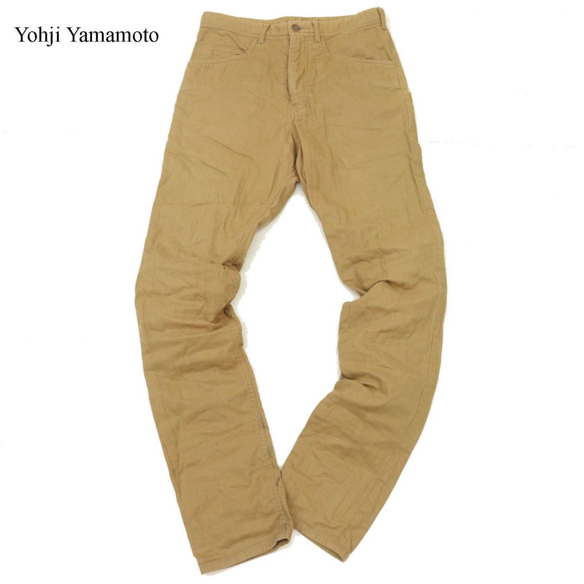 Yohji Yamamoto ヨウジヤマモト 通年 スリム テーパード パンツ Sz.2　メンズ ベージュ 日本製　C3B04744_C#R_画像1