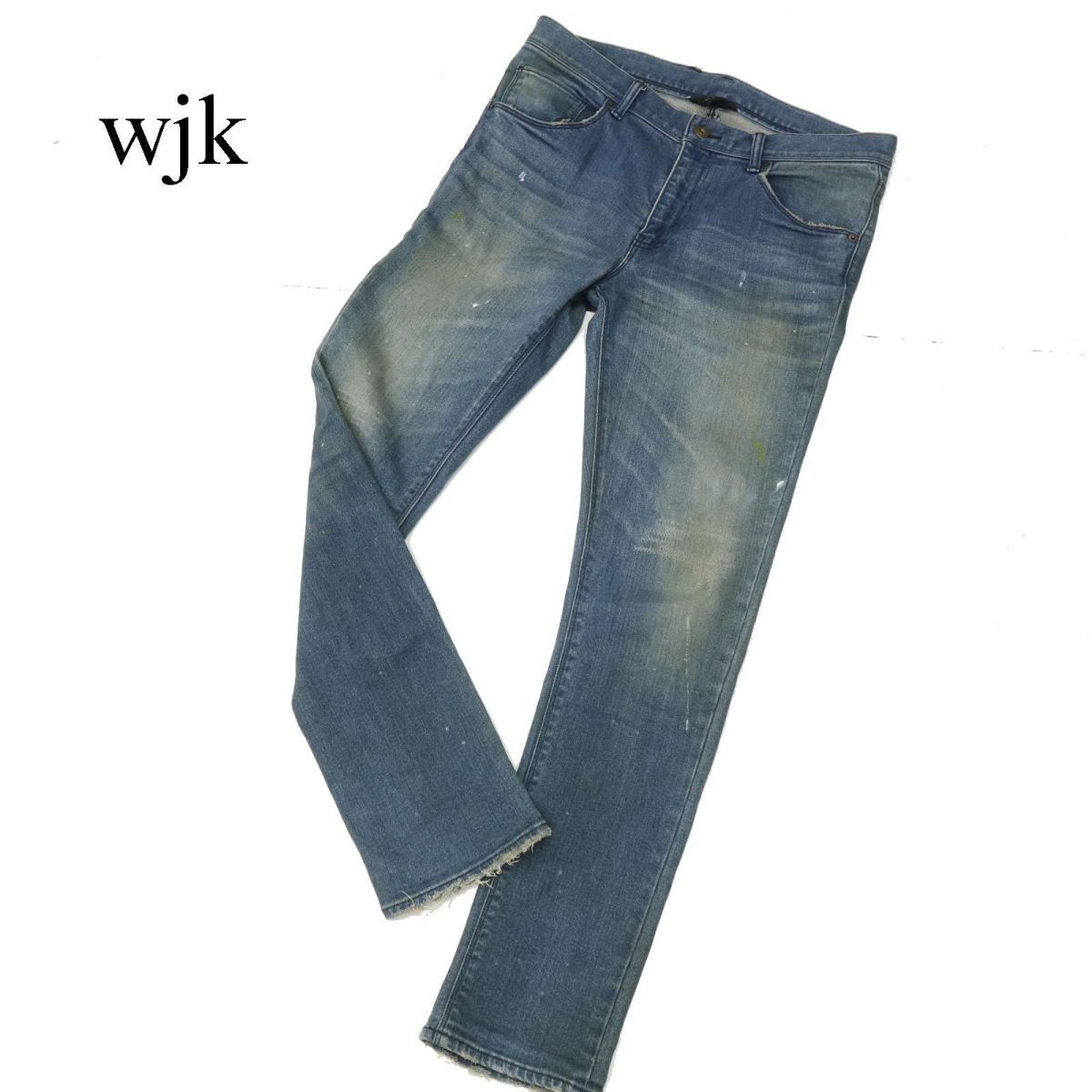 wjk black ダブルジェイケイ ペンキ&USED加工★ ストレッチ スキニー デニム パンツ ジーンズ Sz.S~M位 メンズ C3B04807_C#Rの画像1