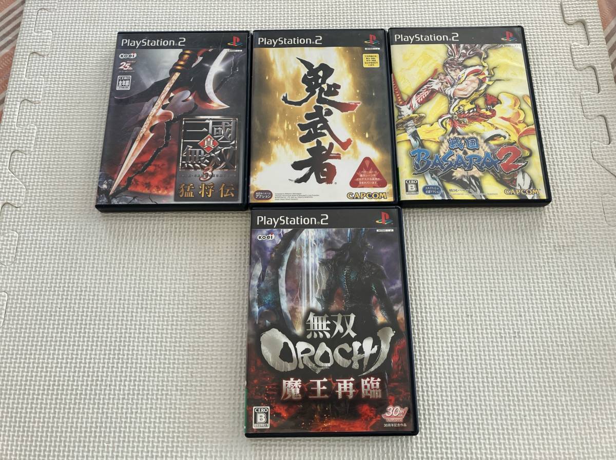 ジャンクPS2-547　プレイステーション2 真・三國無双3 猛将伝, 鬼武者, 戦国BASARA2, 無双OROCHI 魔王再臨　動作未確認　PS2　プレステ2_画像1