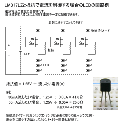 3端子可変レギュレーター LM317LZ 100mA 100個入り_画像2