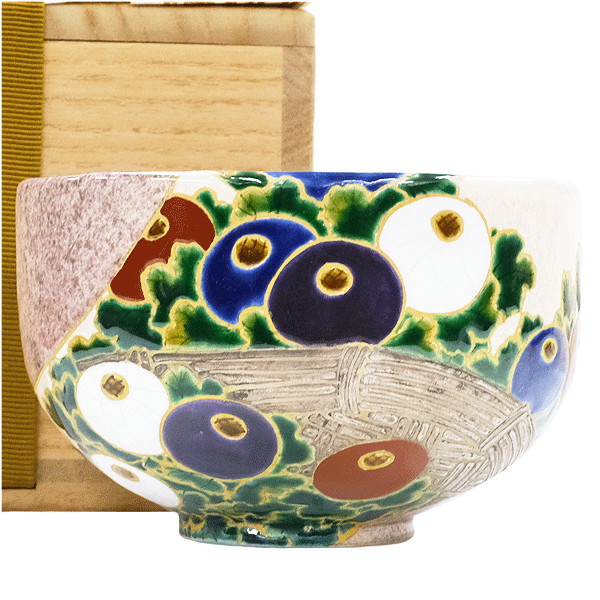 【送料無料】【骨董品】淺野紫仙作★茶椀★玉菊★茶道具★茶器★陶蕓★箱付★置物★アンティーク★