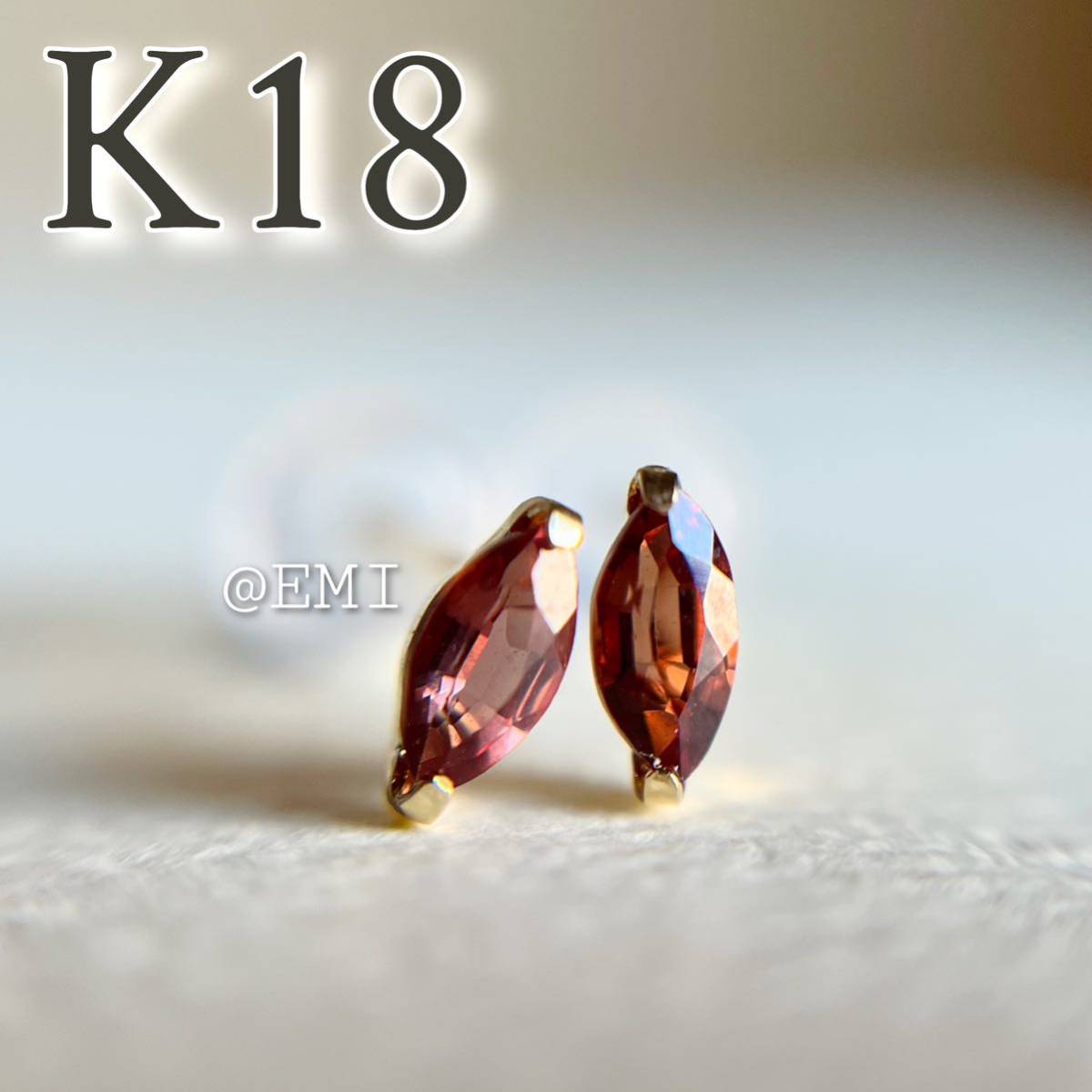 K18 natural stone spinel earrings rare stone rare Stone ma- Kiss 18 gold yellow gold 