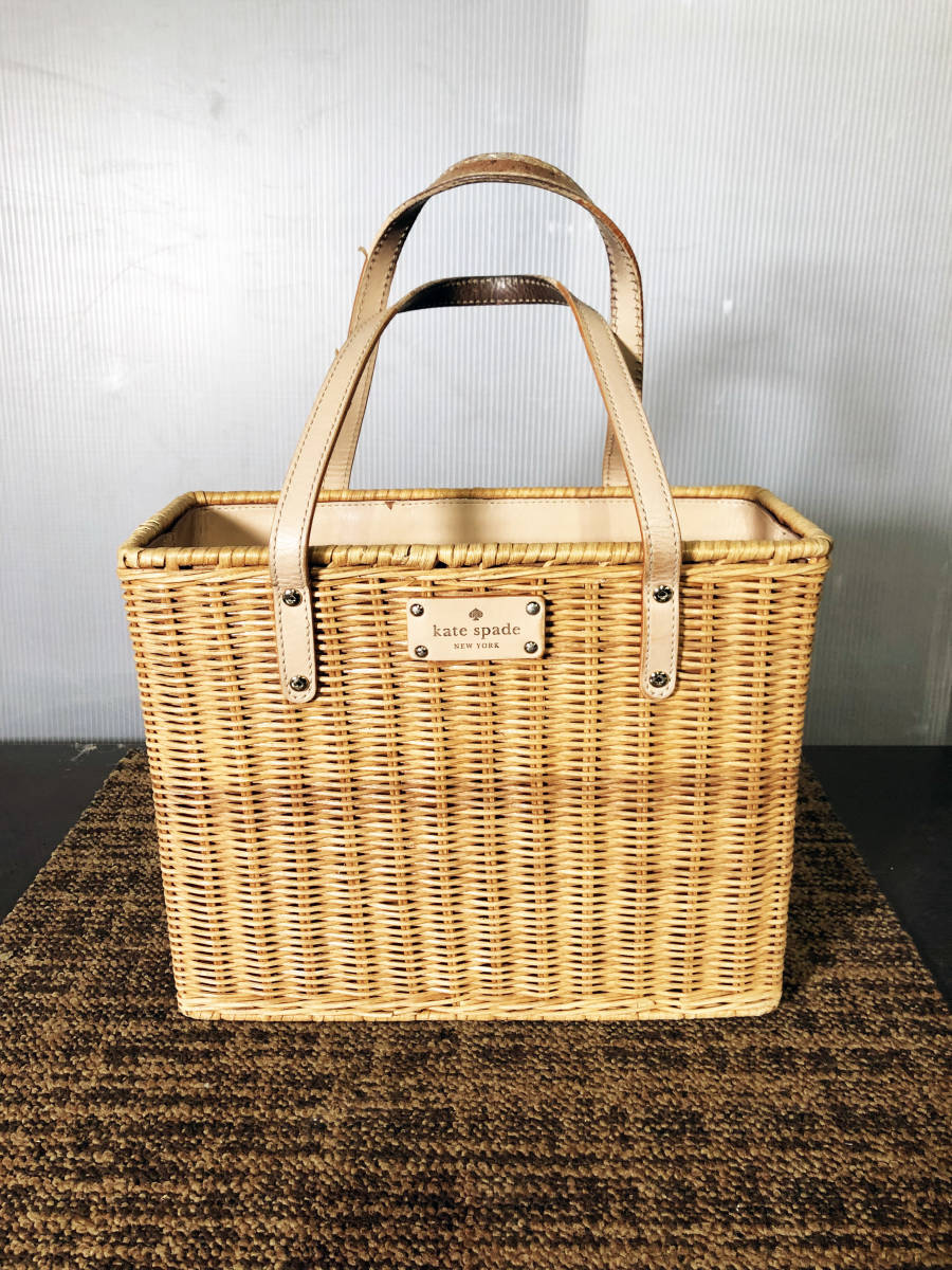 ◎★ 中古★kate spade/ケイトスペード　カゴバック　トートバック　レザーハンドル　【ブランド/バック】CM81_画像1