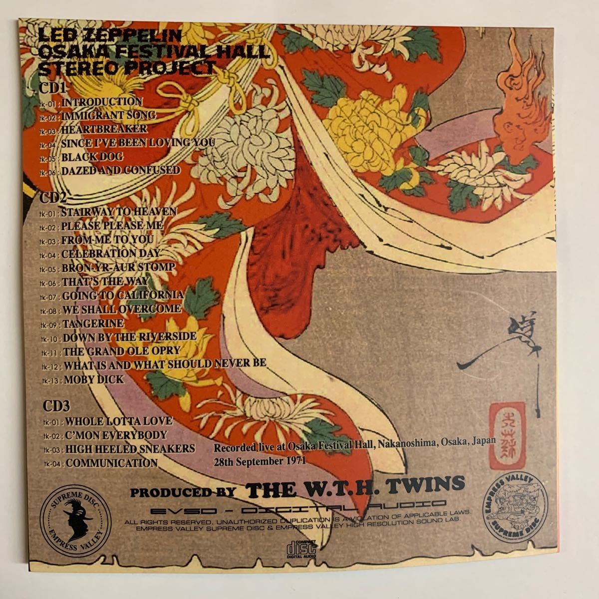 LED ZEPPELIN / OSAKA FESTIVAL HALL 928 STEREO PROJECT「炎がとまらない」3CD Woodblock print pro-use version 激レアアイテム！ラスト_画像5