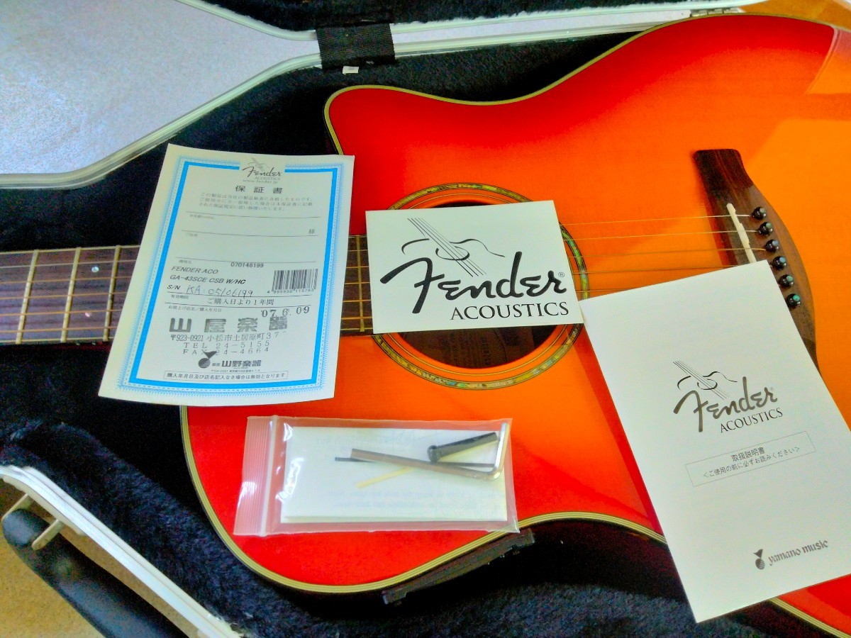 アコースティックギターfender ga43sce  YUIモデル ハードケース付きの画像10