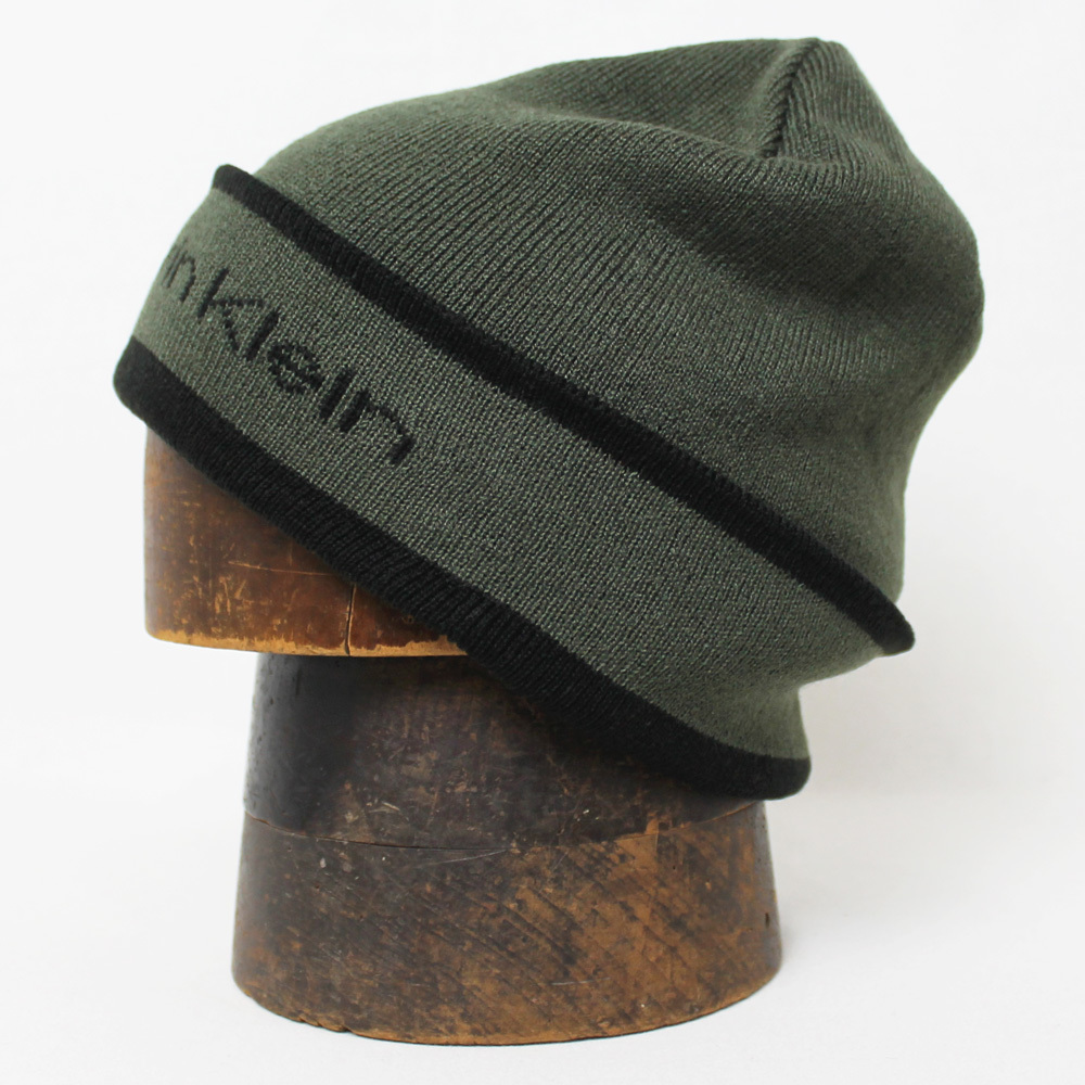  new goods Calvin Klein Logo reversible knitted cap khaki 