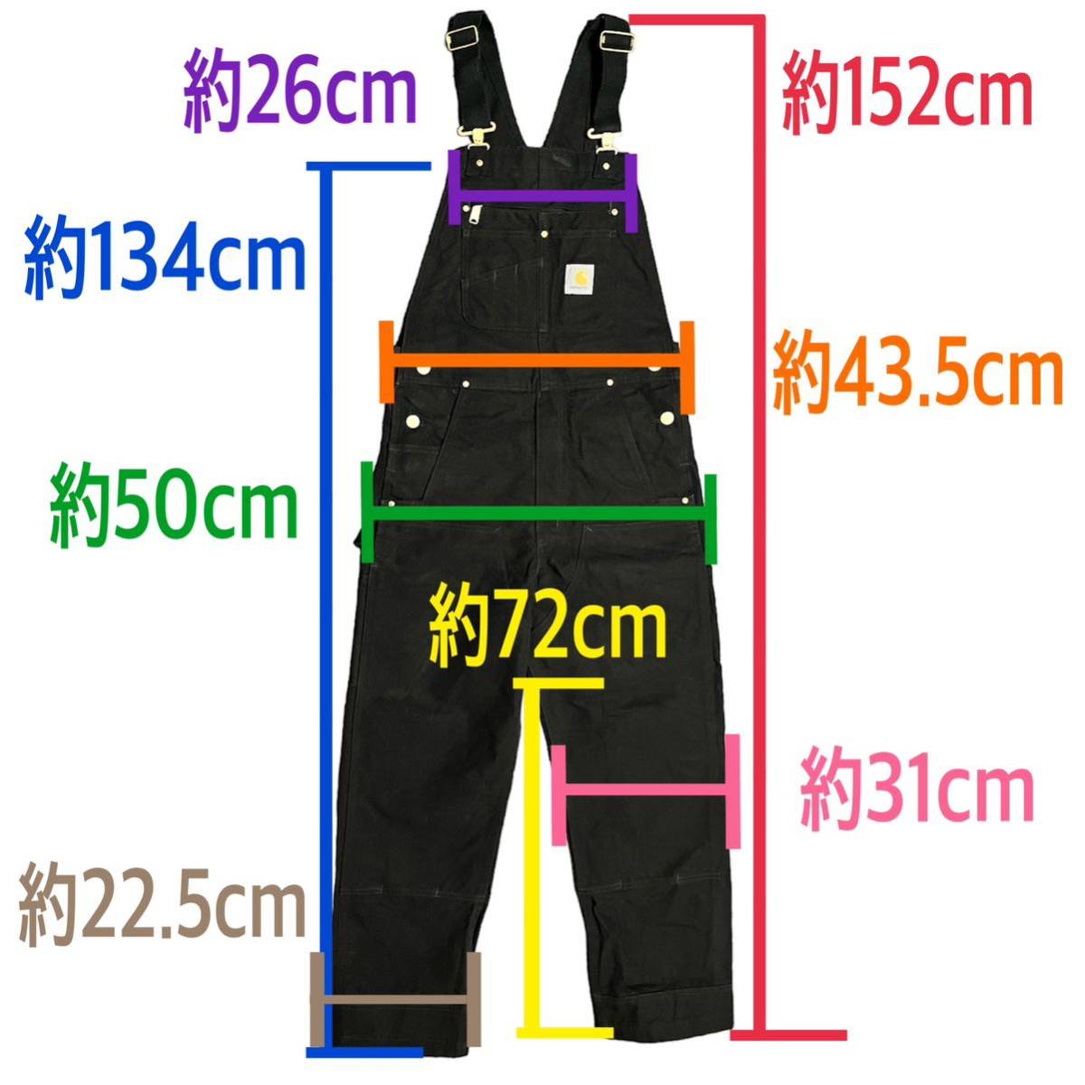 Carhartt DUCK BIB OVERALLS カーハート ダック ビブ オーバーオール 黒 ブラック size(30×32) 102776-001 メンズ 中古品 古着【4996】F_画像10